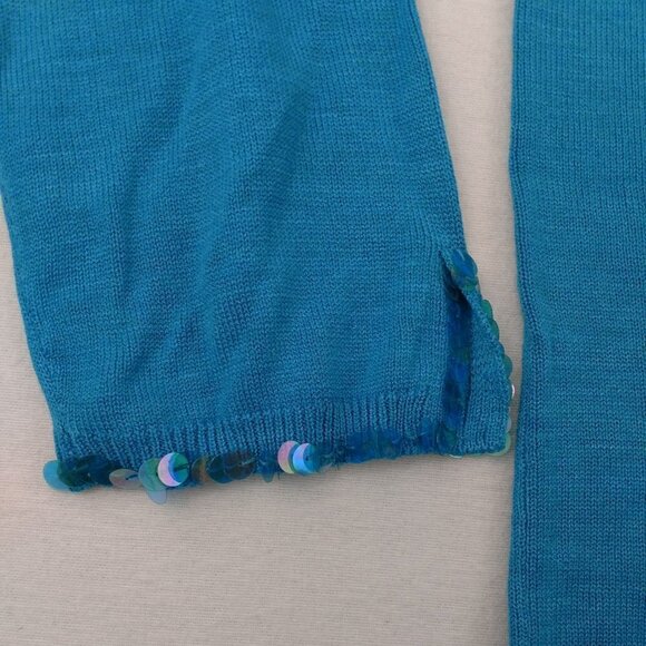 Diane Gilman Womens Blue/ Turquoise 100% Silk Sweater w/ Sequins - Picture 7 of 13